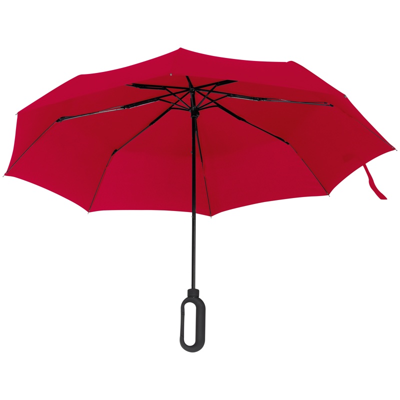 Logotrade promotional giveaway picture of: Automatic pocket umbrella with carabiner handle, Red