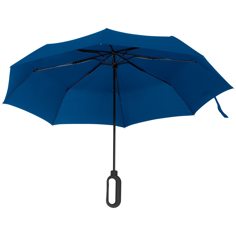 Logo trade corporate gift photo of: Automatic pocket umbrella with carabiner handle, Blue