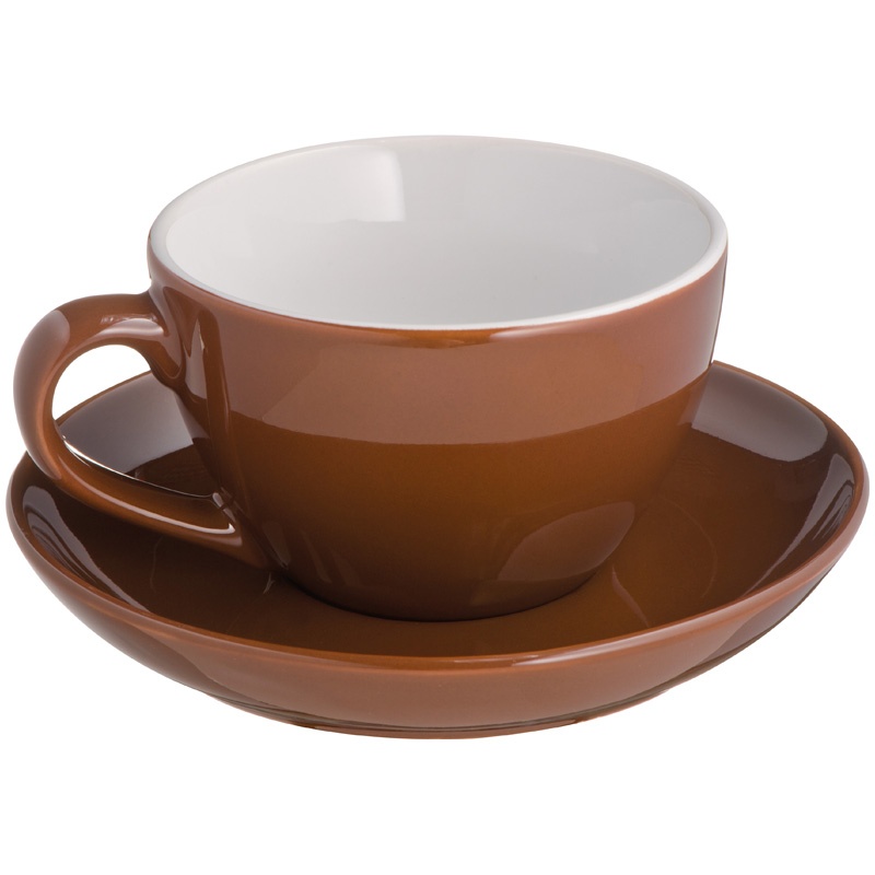 Logo trade promotional giveaways picture of: Mug with bottom plate ST. MORITZ, Brown