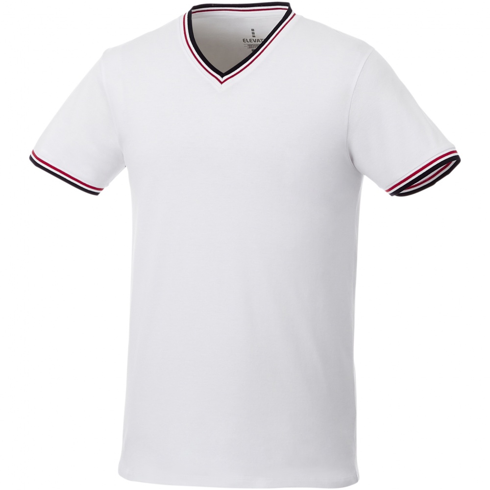 Logo trade corporate gift photo of: Elbert short sleeve men's pique t-shirt, white