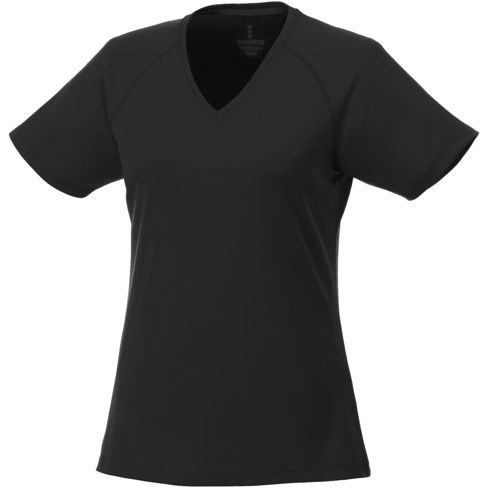 Logo trade corporate gifts image of: Amery women's cool fit v-neck shirt, solid black