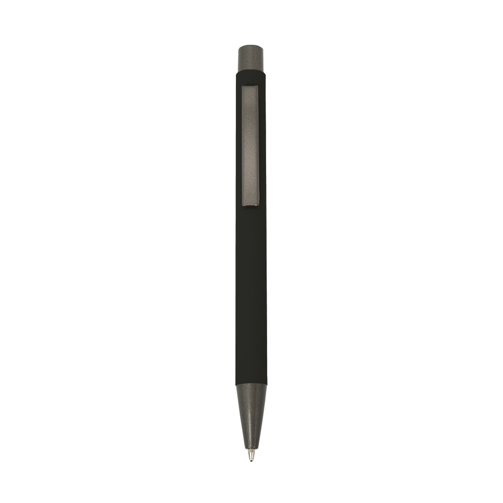 Logo trade promotional merchandise image of: Rubberized soft touch ball pen, black