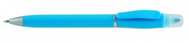 Logo trade promotional merchandise photo of: Plastic ball pen with highlighter 2-in-1 GUARDA, Blue