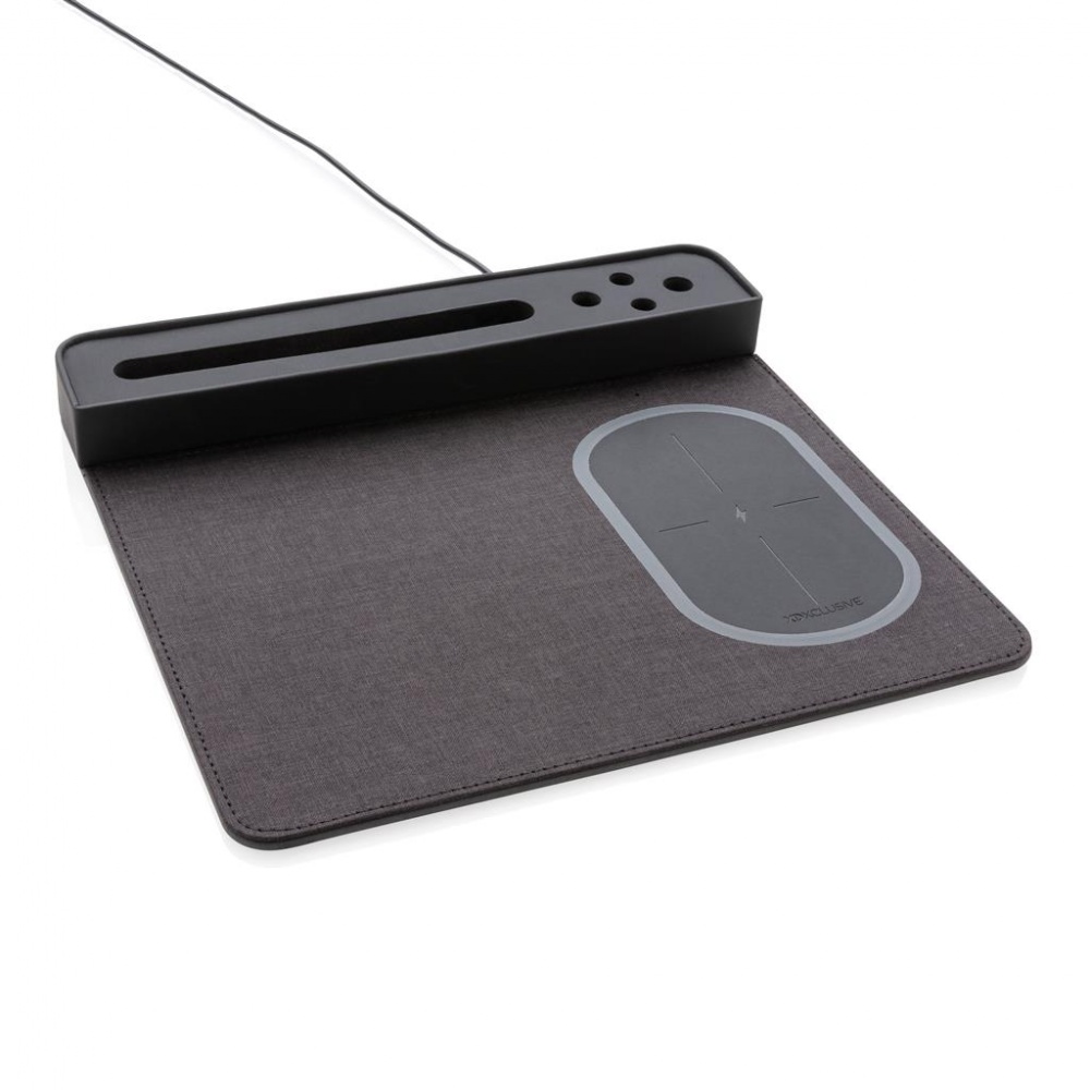 Logo trade promotional gifts picture of: Air mousepad with 5W wireless charging and USB, black