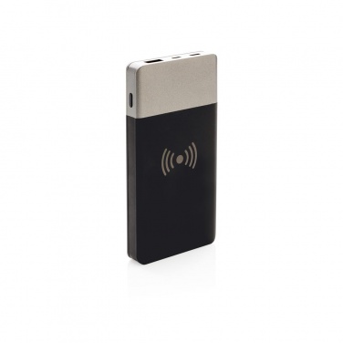 Logo trade promotional products image of: 5.000 mAh Soft Touch Wireless 5W Charging Powerbank
, grey