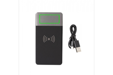 Logo trade business gift photo of: 5.000 mAh Soft Touch Wireless 5W Charging Powerbank
, grey