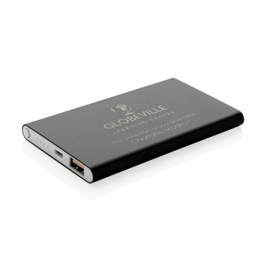 Logo trade promotional gifts image of: Printed sample 4.000 mAh slim powerbank, black