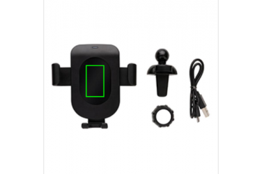 Logo trade promotional gift photo of: 5W wireless charging gravity phone holder, black