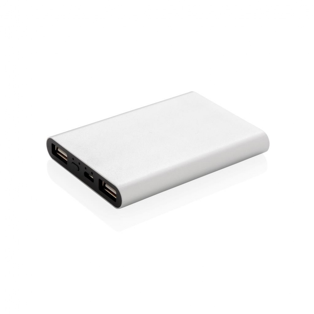 Logo trade promotional merchandise picture of: Aluminium 5.000 mAh pocket powerbank, silver