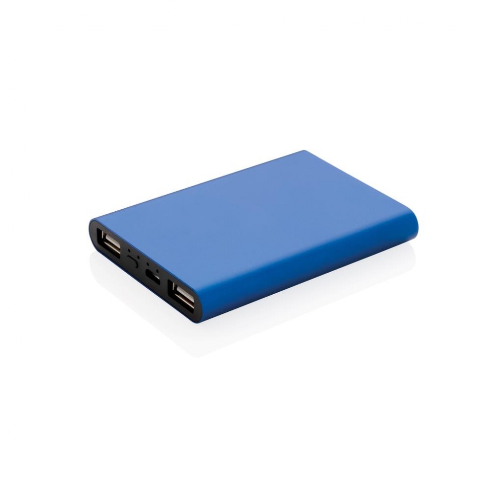 Logo trade promotional items image of: Aluminium 5.000 mAh pocket powerbank, blue