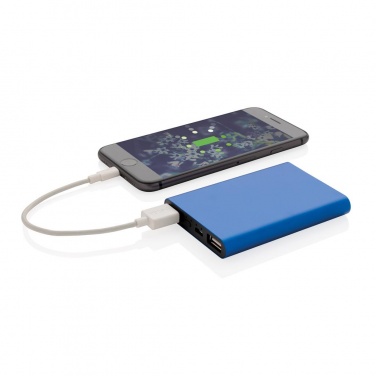 Logotrade promotional products photo of: Aluminium 5.000 mAh pocket powerbank, blue