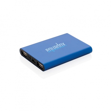 Logo trade promotional merchandise picture of: Aluminium 5.000 mAh pocket powerbank, blue