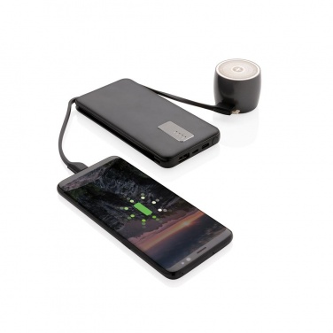 Logo trade advertising products image of: 10.000 mAh powerbank with integrated cable, black