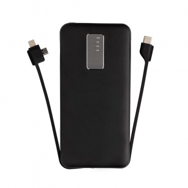 Logo trade promotional products image of: 10.000 mAh powerbank with integrated cable, black