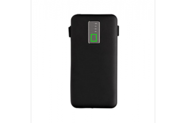 Logo trade promotional merchandise photo of: 10.000 mAh powerbank with integrated cable, black