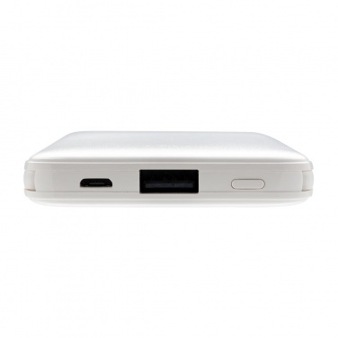 Logo trade promotional item photo of: 5.000 mAh Pocket Powerbank with integrated cables, white