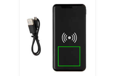 Logo trade corporate gifts picture of: Ultra Thin 4.000 mAh Wireless 5W Charging Powerbank, black