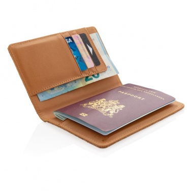 Logo trade corporate gift photo of: ECO Cork secure RFID passport cover, brown