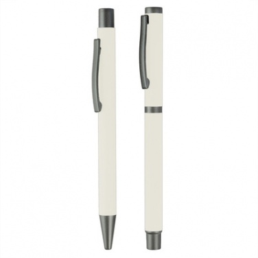 Logo trade promotional giveaways picture of: Writing set, ball pen and roller ball pen, white