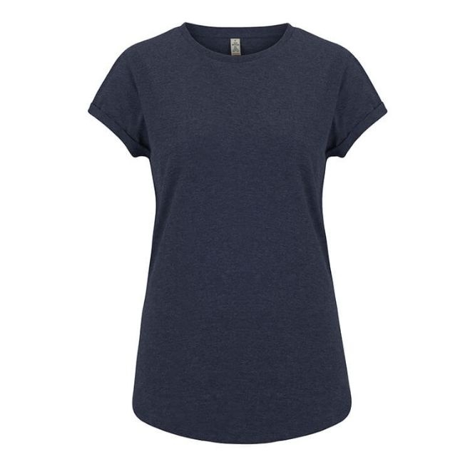 Logotrade business gift image of: Salvage women´s rolled sleeve t-shirt, melange navy