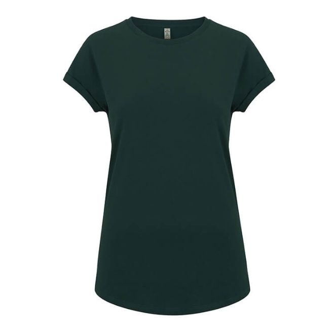 Logo trade business gift photo of: Salvage women´s rolled sleeve t-shirt, bottle green