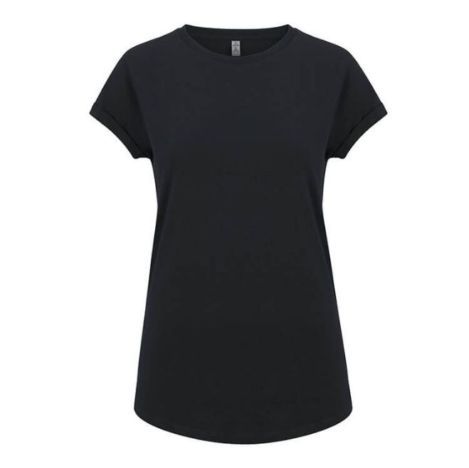 Logo trade promotional products image of: Salvage women´s rolled sleeve t-shirt, black