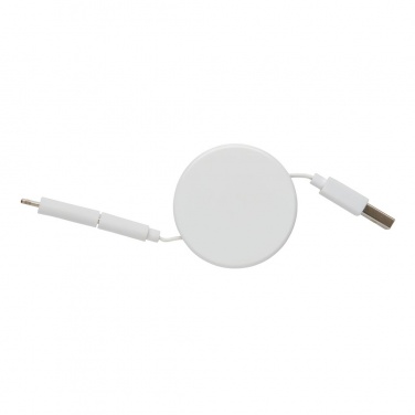 Logotrade promotional gift picture of: Ontario 3-in-1 retractable cable, white