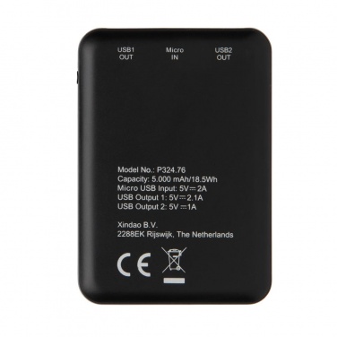 Logotrade promotional giveaway image of: High Density 5.000 mAh Pocket Powerbank, black