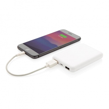 Logotrade promotional merchandise image of: High Density 5.000 mAh Pocket Powerbank, white