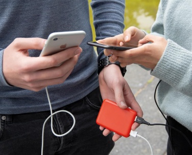 Logo trade promotional merchandise image of: High Density 5.000 mAh Pocket Powerbank, red