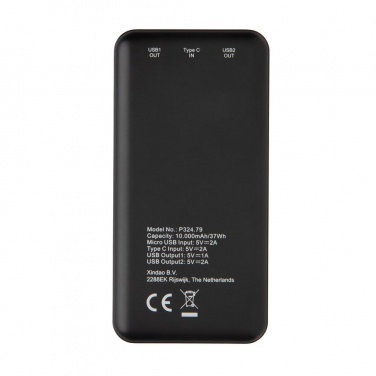 Logo trade promotional item photo of: High Density 10.000 mAh Pocket Powerbank, black