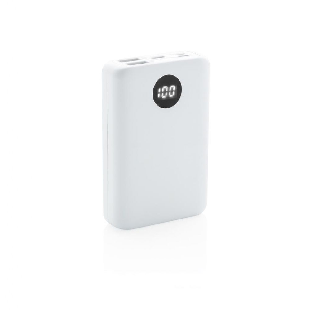 Logo trade promotional gifts image of: 10.000 mAh pocket powerbank with triple input, white