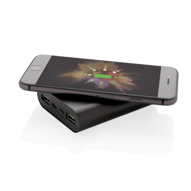 Logo trade promotional gifts picture of: Aluminium 5.000 mAh Wireless 5W Pocket Powerbank, black