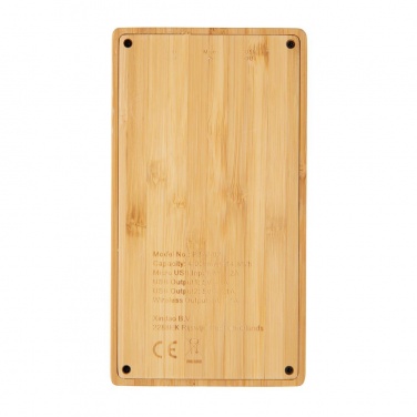 Logo trade promotional gift photo of: Bamboo 4.000 mAh wireless 5W Powerbank, brown