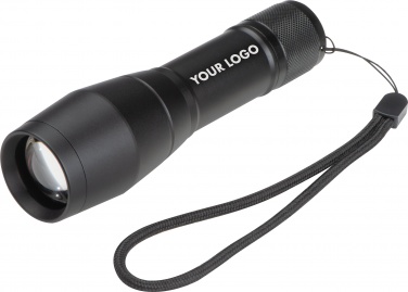 Logotrade promotional giveaway image of: LED flashlight with 3 different light functions, Black/White