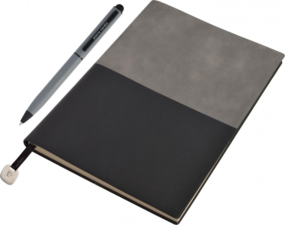 Logotrade corporate gift image of: Notepad A5 & ballpoint pen REPORTER Pierre Cardin, Grey