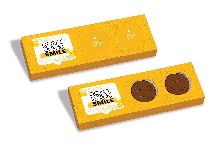 Logo trade promotional products image of: 2 chocolate smiles in cardboard  box