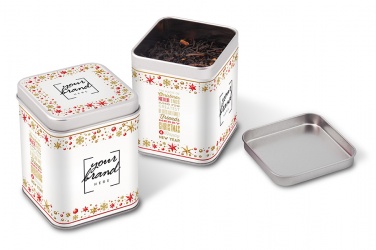 Logo trade promotional items image of: leaf tea in tin