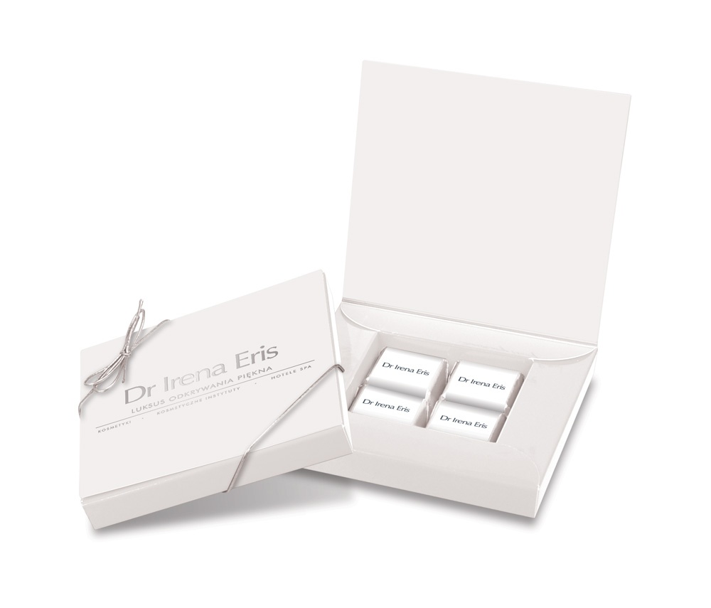 Logo trade business gift photo of: hinged lid frame box – 4 chocolates