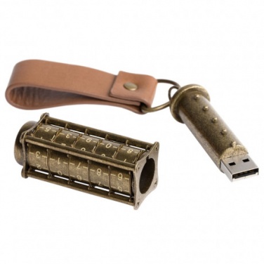 Logo trade promotional products image of: Cryptex, Antique Gold USB flash drive with combination lock 16 Gb