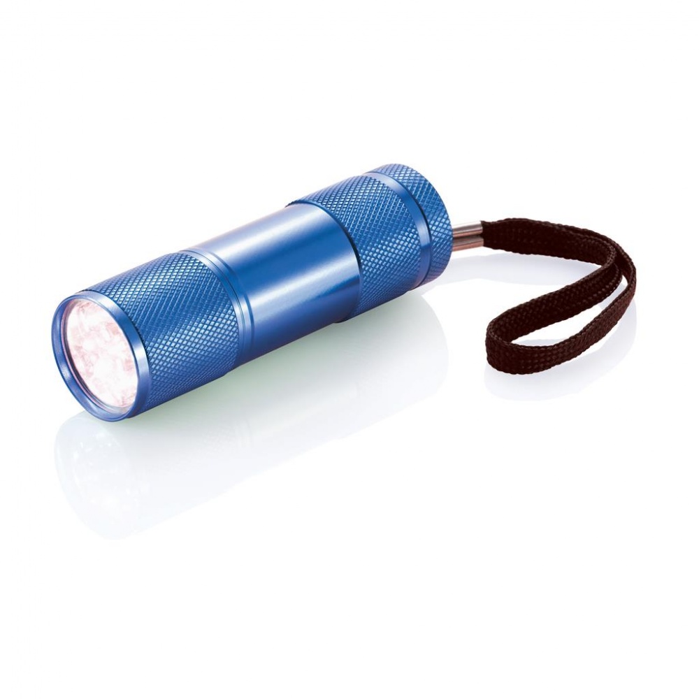 Logo trade promotional items image of: Quattro torch, blue with personalized name and sleeve in a gift wrap