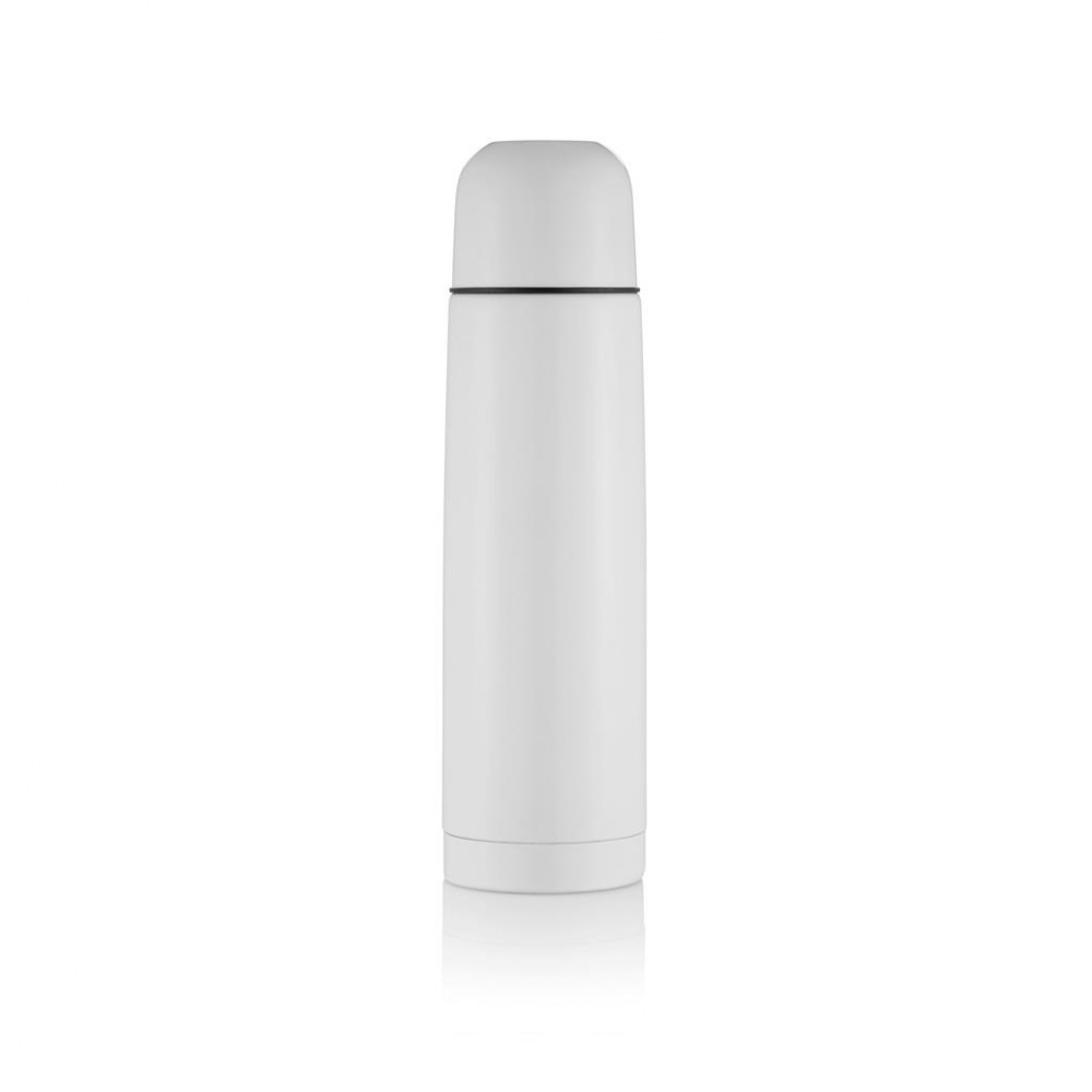 Logo trade promotional gifts image of: Stainless steel flask white with personalized name, sleeve, gift wrap