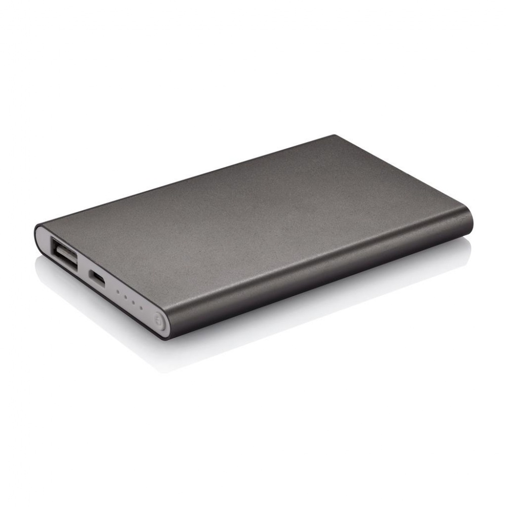 Logotrade advertising products photo of: 4000 mAh powerbank, grey, with personalized name, sleeve, gift wrap