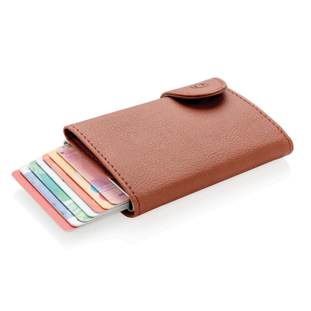 Logo trade corporate gifts image of: C-Secure RFID card holder & wallet brown with name, sleeve, gift wrap