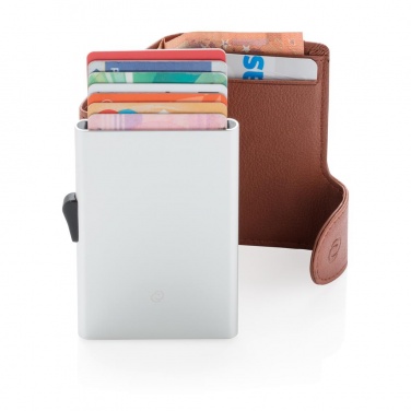 Logo trade promotional merchandise image of: C-Secure RFID card holder & wallet brown with name, sleeve, gift wrap