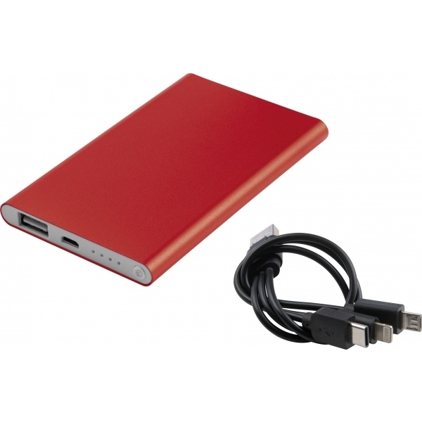 Logo trade corporate gift photo of: Power bank LIETO 4000 mAh, Red