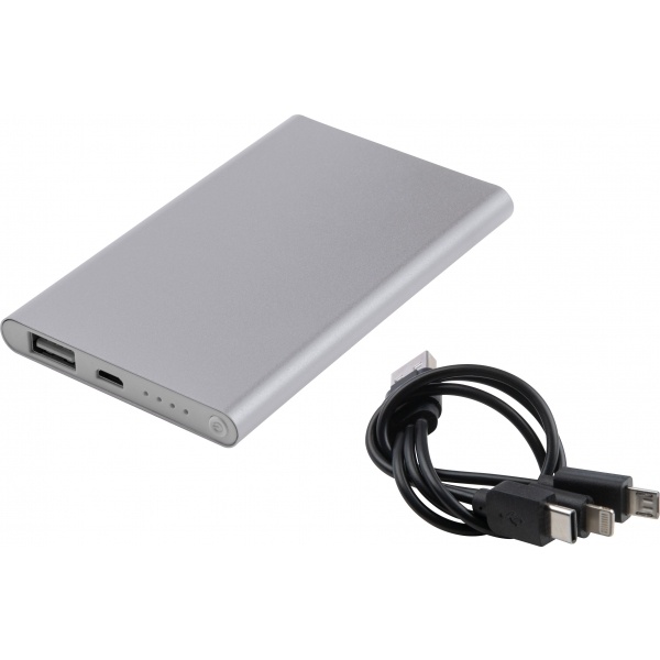 Logo trade promotional merchandise photo of: Power bank LIETO 4000 mAh, Grey