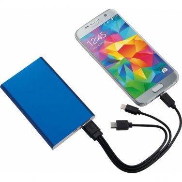 Logo trade advertising products image of: Power bank LIETO 4000 mAh, Blue