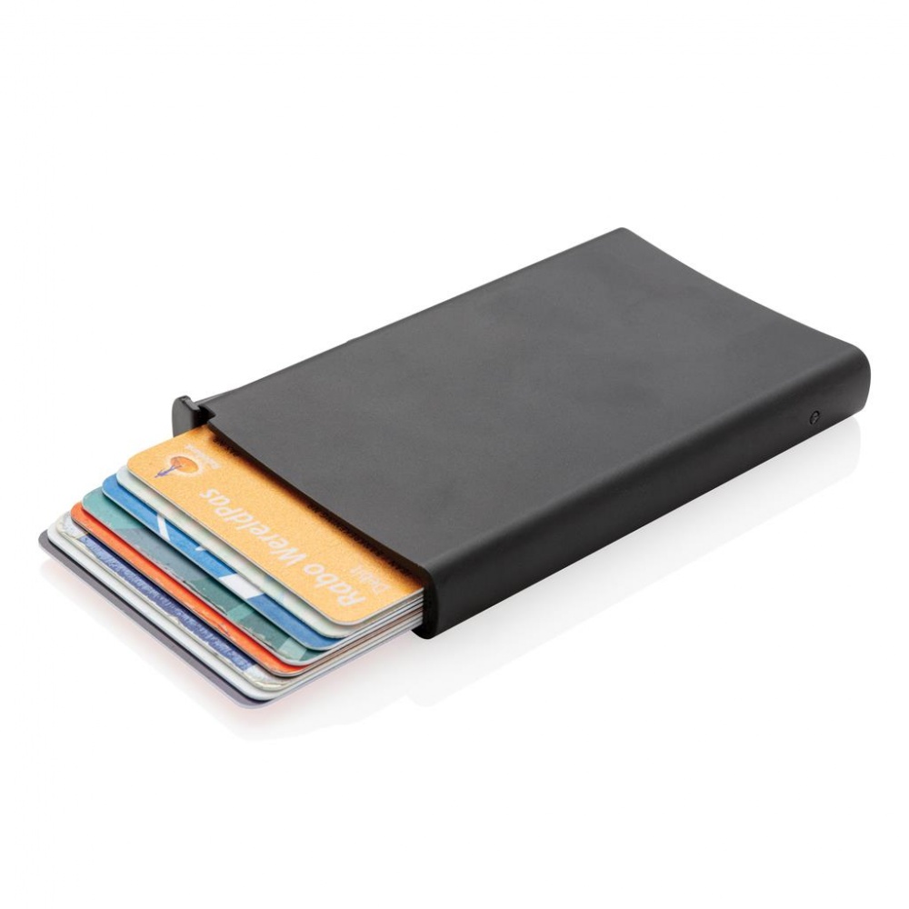 Logo trade promotional giveaways picture of: Standard aluminium RFID cardholder, black