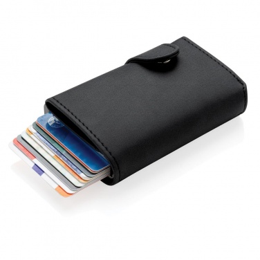 Logotrade promotional gift picture of: Standard aluminium RFID cardholder with PU wallet, black